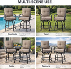 Kozyard Isabella Outdoor Swivel Bar Chairs, Counter Height Patio Bar Stools Set of 2 with Cushioned Seats, All-Weather Metal Bistro Chairs for Backyard Dining Beige