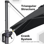 PURPLE LEAF 9' X 11.5' Square Cantilever Umbrella Patio Umbrella with Base Outdoor Umbrella Aluminum Offset with 360-degree Rotation for Garden Deck Pool Patio Black