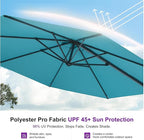 PURPLE LEAF 10 Feet Patio Umbrella Outdoor Cantilever Round Umbrella Aluminum Offset Umbrella with 360-degree Rotation for Garden Deck Pool Patio, Turquoise Blue