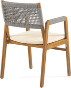Christopher Knight Home Zed 3 Pieces Outdoor Dining Set, Acacia Wood Dining Chairs and Table, Slats Panel Design Round Table, Wooden Frame, 2 Seater Bistro Set for Balcony Backyard Garden, Teak+Grey
