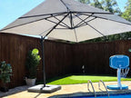 PURPLE LEAF 10' X 13' Rectangle Cantilever Umbrella with Base Outdoor Large Aluminum Patio Umbrella with 3-Year Fade Resistance Recycled Fabric and 360-degree Rotation for Deck Pool, Pebble Grey