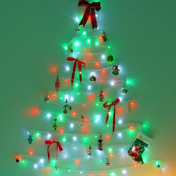 String Lights, 500 LED, 165ft Outdoor Christmas Lights in Red, White and Green