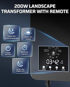 DEWENWILS 200W Low Voltage Landscape Transformer, 120V AC to 15V DC, Outdoor Landscape Lighting Transformer with Remote, Photocell Sensor & Timer, Weatherproof for Garden Spotlights Pathway Lights