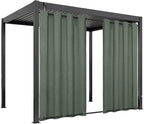 Easy-Going Linen Look Outdoor Curtains Waterproof Windproof Porch Curtains, Soft Thicken Outdoor Privacy Curtains for Patio, Gazebo, Grommet Top and Tab Bottom Drape, 1 Panel, 54x84 inch, Sage Green