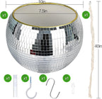 Disco Ball Planter, 1pcs 10” Silver Disco Ball Planter, Disco Ball Plant Hanger with Hanging Rope, Hanging Chain, Hook, Circle and Extra Mirror Pieces