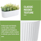 MyGift 12 Inch Ceramic Succulent Planter, Oval Matte White Planter Pot, Indoor Plants Flower Herb Garden Pot Window Box