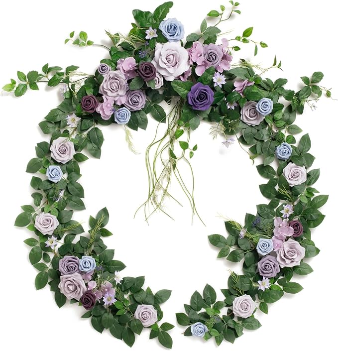 Artificial Flower Garland, 6 FT Purple Silk Trailing Eucalyptus Vine