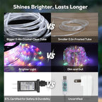 100FT 720 LED Christmas Rope Lights Outdoor Waterproof with Remote, 8 Modes and 4 Brightness Tube Lights for Patio, Outside, Garden, Indoor Outdoor Xmas Decoration (Multicolor)
