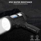MIXILIN Rechargeable Spotlight, 99,000 Lumens Handheld Hunting Flashlight Led Spot Light with Cob Light and Solar Panels, Lightweight and Super Bright Spotlight for Hunting Boating Camping