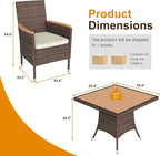 Wisteria Lane 10-Pieces Outdoor Patio Table and Chairs, Rattan Patio Table Set with Acacia Wood Tabletop, Patio Dining Furniture Set for 8 with Removable Cushions for Deck Garden Backyard, Brown