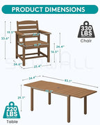 SERWALL 9-Piece Outdoor Dining Set, 60" - 83" Expandable Outdoor Dining Table and 8 HDPE Chairs, All Weather HDPE Outdoor Furniture Set for Backyard, Garden, Brown