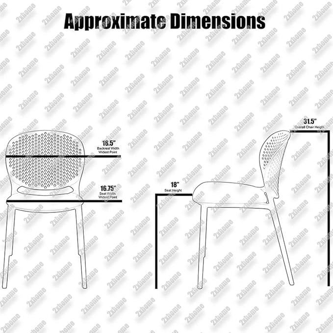 2xhome Set of 2 Patio Dining Chairs | Modern Stackable Outdoor Pool Side Chair | Weather Resistant Plastic for Yard, Porch, Balcony, Kitchen, Yellow