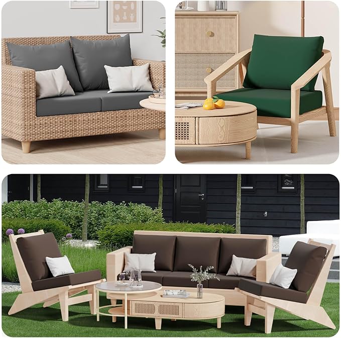 Dark Coffee Outdoor Cushion Covers, 8 Pack Stretch Fit Patio Slipcovers