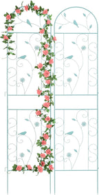 Metal Garden Trellis for Climbing Plants, 2 Pack 86.5" x 19.7" Green Plant Trellis Outdoor, Clematis Rrellis Outdoor, Arched Decoration Suitable for lawns, Gard, Green