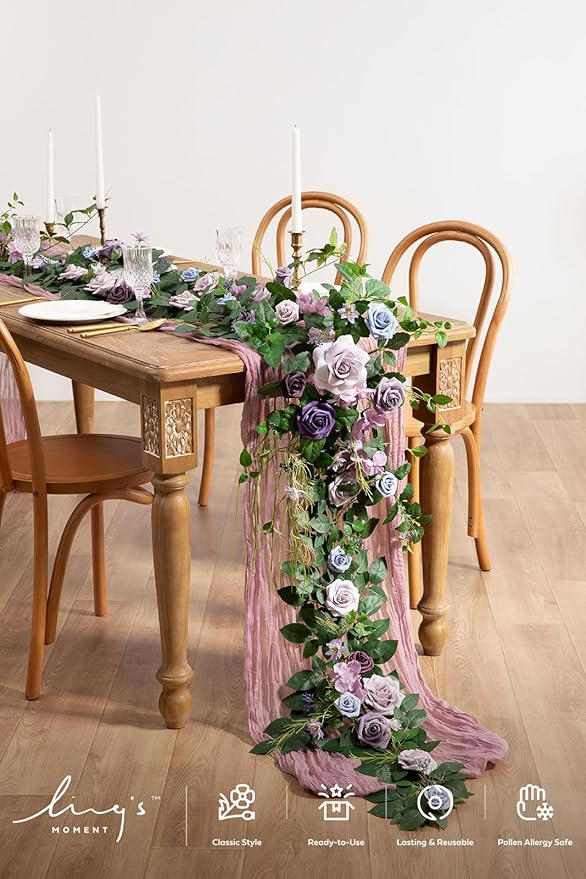 Artificial Flower Garland, 6 FT Purple Silk Trailing Eucalyptus Vine