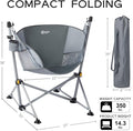 Folding Camping Chair with Hammock Swing, Grey, 350 lb Capacity