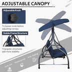 U-MAX Porch Swing Chair with Adjustable Backrest&Canopy, 3 Seat Patio Swing with Canopy 2-in-1 Convertible Outdoor Swing with Canopy Patio Daybed with Removable Blue Cushions for Adults