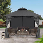 MASTERCANOPY Patio Gazebo Steel Frame Outdoor Gazebo with Windows Curtains (10x12,Dark Gray)