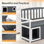 VINGLI Outdoor Storage Bench with Built-in Dog House, 2-in-1 Outdoor Waterproof Patio Bench with Pet Kennel for Patio Backyard Porch (Gray)