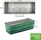 Achla Designs Galvanized Window Flower Box Planter-Green-Medium (24" L x 9.5" W x 7.5" H)
