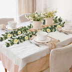 Champagne Eucalyptus Garland with Roses, 2 Pack Artificial Greenery