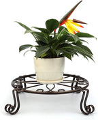 Brown Plant Stand for Flower Pot Heavy Duty Potted Holder Indoor Outdoor Metal Rustproof Iron Garden Container Round Supports Rack for Planter Bronze, Pumpkin Stand Outdoor
