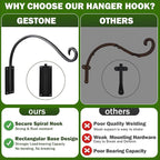 16 Inch Plant Hangers Outdoor 2 Pack,Plant Hanging Hook Bracket for Bird Feeder Hanger,Hanging Plant Hooks for Outside Baskets Lanterns Wind Chimes Outdoor Indoor
