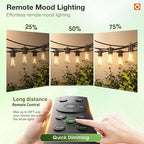 addlon 200FT LED Outdoor String Lights, Remote Dimmable Patio Lights with Timer & 3 Lighting Modes, 64 Shatterproof Edison Bulbs, Waterproof Connectable String Lights for Outside Backyard Porch Party