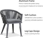 PURPLE LEAF 7 Pieces Outdoor Dining Set with Patio Aluminium Dining Table and Wicker Rattan Chairs Modern Furniture Cushions Sets for Backyard Indoor Decor Kitchen Grey