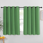 NICETOWN Kitchen Short Blackout Curtain and Drape - Thermal Insulated Solid Grommet Blackout Panel for Patio Bedroom Living Room (Single Panel, 52 inches by 45 inches, Froest Green)