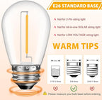 48 Pack LED S14 Replacement Light Bulbs, Shatterproof Outdoor 1 Watt to Replace 11Watts String Incandescent Bulb, Dimmable, E26 Regular Medium Screw Base, 2200K Warm White