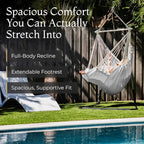 Hanging Hammock Chair Swing - Hammock Swing Chair with Foot Rest - Indoor/Outdoor Hanging Chair - Quick & Easy Setup with Durable Hardware – Spacious Full Body Support – Holds 440 Lbs