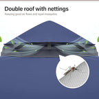 LAUSAINT HOME Semi-Permanent Outdoor Patio Gazebo 10'x10', Heavy Duty Party Tent Shelter with Double Roofs, Mosquito Nettings and Privacy Screens for Backyard, Garden, Lawn, Navy Blue