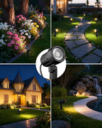 ZZXX All-in-One Low Voltage Landscape Lighting Kit, 12-Pack LED Landscape Lights with Transformer 100FT Wire and Connectors, 2700K Waterproof Landscape Spot Lights for Garden Yard House Tree