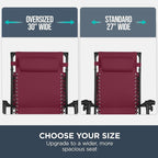 Best Choice Products 30” Wide Folding Zero Gravity Outdoor Recliner Patio Lounge Chair w/Adjustable Canopy Shade, Headrest, Side Accessory Tray - Burgundy