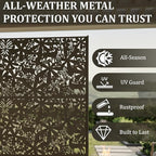 Metal Privacy Screen Outdoor 6FT – Freestanding Laser Cut Steel Garden Divider Panel with Stand, Decorative Modern Privacy Screen for Patio, Deck, Backyard & Balcony, Rustproof & Weather-Resistant