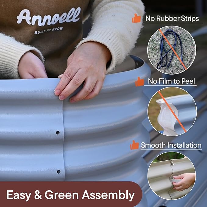 2-Pack Galvanized Raised Garden Bed 8x4x1.5 | 10x2x1.5 ft, 18" Tall Metal Planter Boxes Outdoor for Herb Vegetable, Modular Raised Flower Bed for Gardening with Zn-Al-Mg Coated - Moss Green