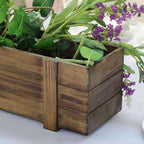 Efavormart 24"x6" Smoked Brown Rectangle Wood Planter Box with Plastic Liner, DIY Rustic Wooden Window Box for Wedding Table Centerpieces and Farmhouse Party Decor