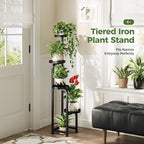 Bamworld Tall Plant Stand Indoor Outdoor, Corner Metal Flower Pot Stands for Multiple Plants, 4 Tier Heavy Duty Plant Shelf for Patio Garden Balcony Living Room Bedroom(Patent Design)