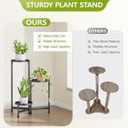 3 Tier Plant Stand Indoor, Tiered Plant Stand Outdoor for Multiple Plants, Corner Plant Shelf for Patio Balcony Porch Garden Living Room House, Black
