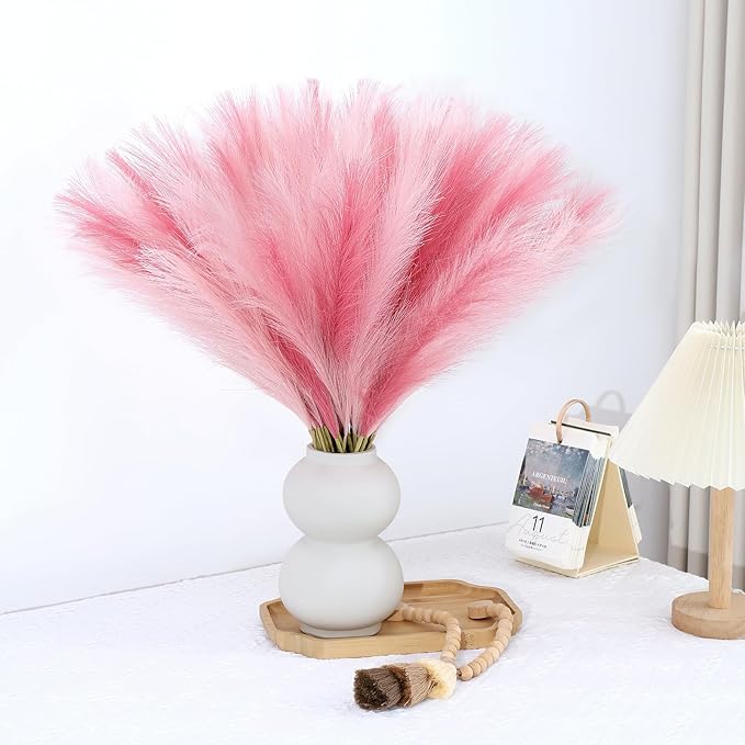 Faux Pampas Grass Stems 60 Count Dark and Light Pink 21.7 Inch
