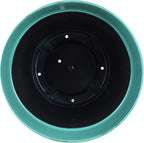 Garden Elements Indoor/Outdoor Glazed Brushed Happy Plastic Planter, Large, Dark Aqua, 15" (Pack of 2)