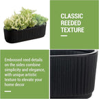 MyGift 12 Inch Ceramic Succulent Planter, Oval Matte Black Planter Pot with Drainage Holes, Indoor Plants Flower Herb Garden Pot Window Box
