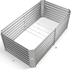 Land Guard 2 Pack 8×4×2ft Galvanized Raised Garden Bed Kit, Galvanized Planter Raised Garden Boxes Outdoor, Large Metal Raised Garden Beds for Vegetables (Silver)