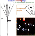 2 Pack Each 8 LEDs Solar Garden Lights Waterproof Outdoor Landscape Path Firefly Lights Single Spike Bulb Swaying Light Cold White
