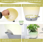 4-Piece Planter Set, 12/10/9/8-inch Self-Watering Pots with Drainage Holes, Deep Trays, Water Level Indicators, Suitable for Plants (12/10/9/8-inch, White Gradient Design)