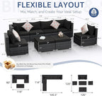 NICESOUL 8 Piece Outdoor Patio Set, 29.3'' High Back Extra Large Wicker Patio Furniture, Deep Seating Comfy L Shaped Modular Sectional Set of 8, Modern Wide Conversation, 2 Color Cushion Black & Gray