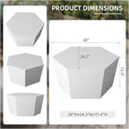 UPHA Outdoor Hexagon Coffee Table, Small Modern Minimalist Accent Tables, Low Light Concrete Center Table for Living Room, Outside Patio, Deck, 28×24.2×15.4, Off-White