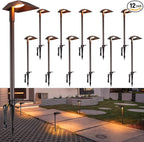 LEONLITE 12 Pack 5CCT Low Voltage Landscape Lights, 5W Anti-Glare LED Pathway Lights, Aluminum Housing, IP65 Waterproof for Outdoor Path Sidewalk Walkway Yard, 1800K/2700K/3000K/4000K/5000K, ETL