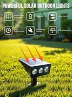 Solar spot Lights Outdoor IP65 Waterproof Solar spotlights 3 Lighting Modes Tree Lights for Outdoor Yard Garden Auto On/Off Wall Lights for Walkway Driveway Garage 6 Pack (Warm White